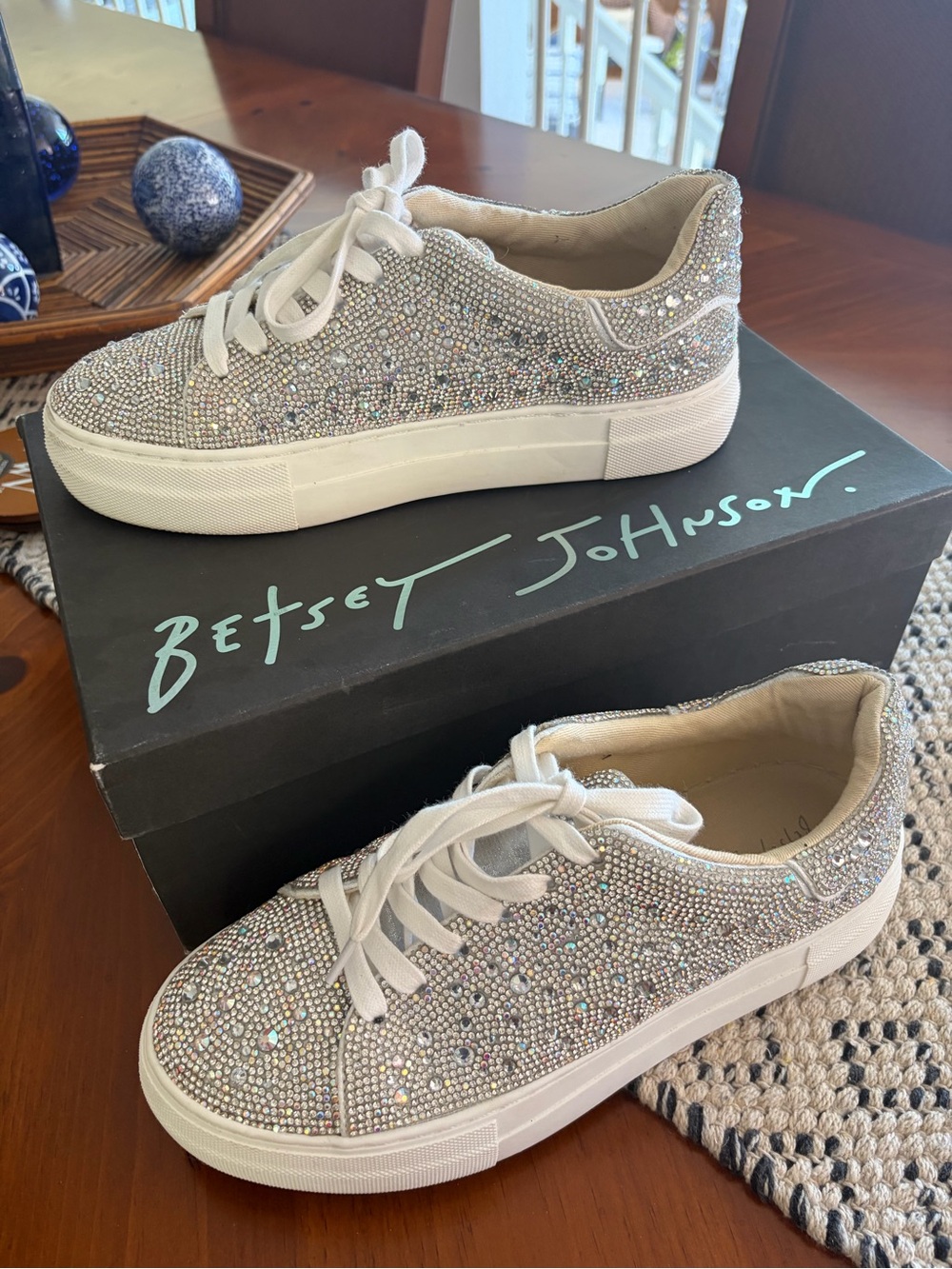 Dazzling Betsey Johnson Sidny Rhinestone Sneakers all-over crystal pave